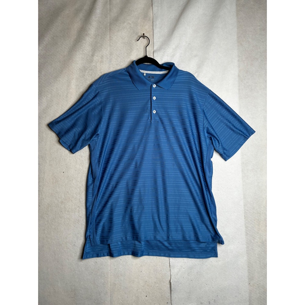 Adidas Golf ClimaCool Mens Large Blue Striped Short Sleeve‎ Polo Shirt P77953